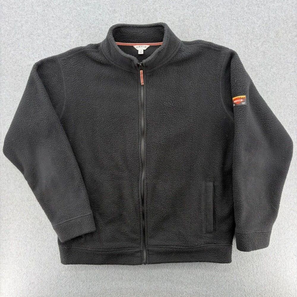 Orvis Classic Collection Mens Large Gray Fleece Full Zip Jacket Outdoor Hiking